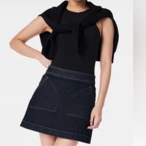 SPANX Dark Denim Mini Skirt with Built-in Shorts